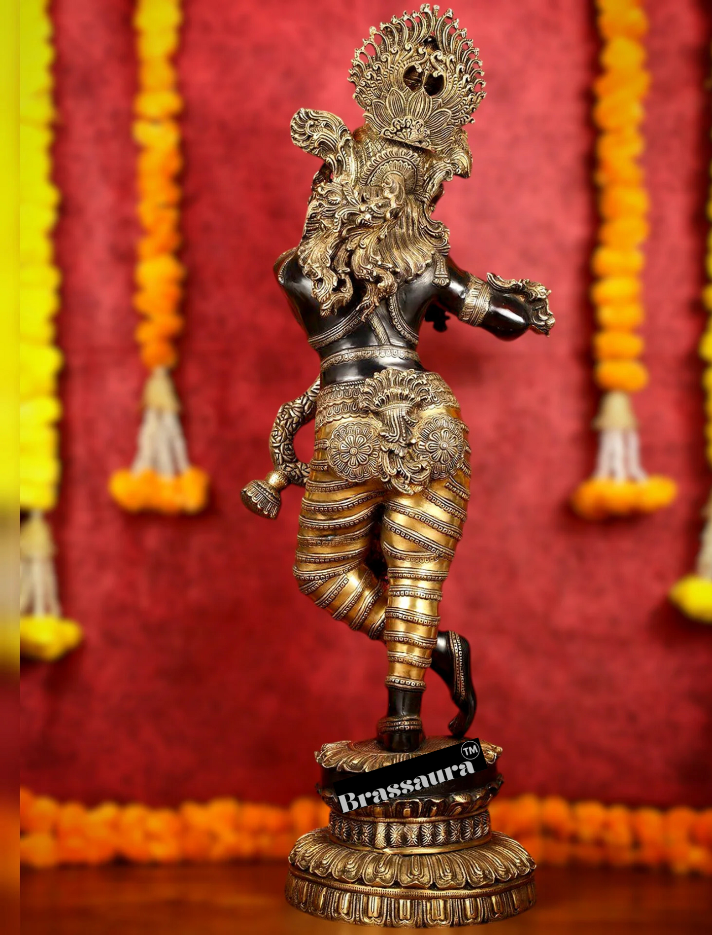 Brassaura™ Superfine Brass Large Krishna Statue – Height 46 Inches & Weight 66 Kgs