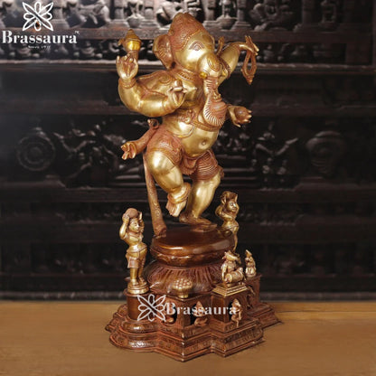 Brass Dancing Ganesha Weight 64.3 Kg & Height 40 Inch
