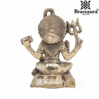 Brassaura™ Handcrafted Brass Shiva Idol – Height 5 Inches & Weight 0.9 Kgs | Devotional Sculpture