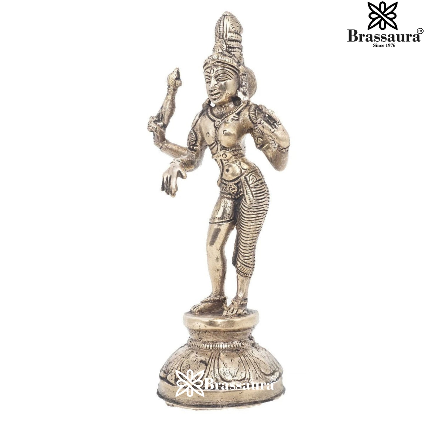 Brass Royal Golden Aardhnareshwar Statue Weight 1.1 kg & Height 8 Inch