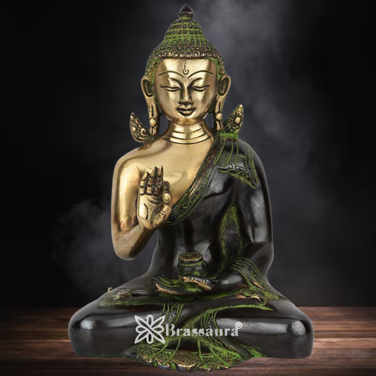 Brass Blessing Buddha Weight 2.3 kg & Height 8 Inch