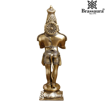 Brassaura™ Brass Sankat Mochan Hanuman Murti – Height 21.5 Inches & Weight 8.92 Kgs| Spiritual Gifting