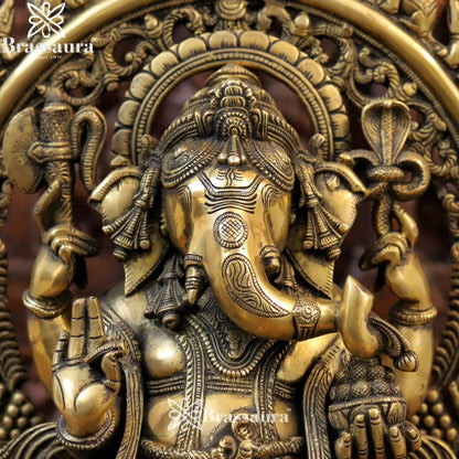 Brass Ring Ganesha Weight 17.5 Kg & Height 19 Inch