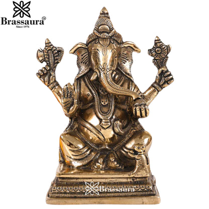 Brass Ganesha Statue Weight 1.82 Kg & Height 7 Inch