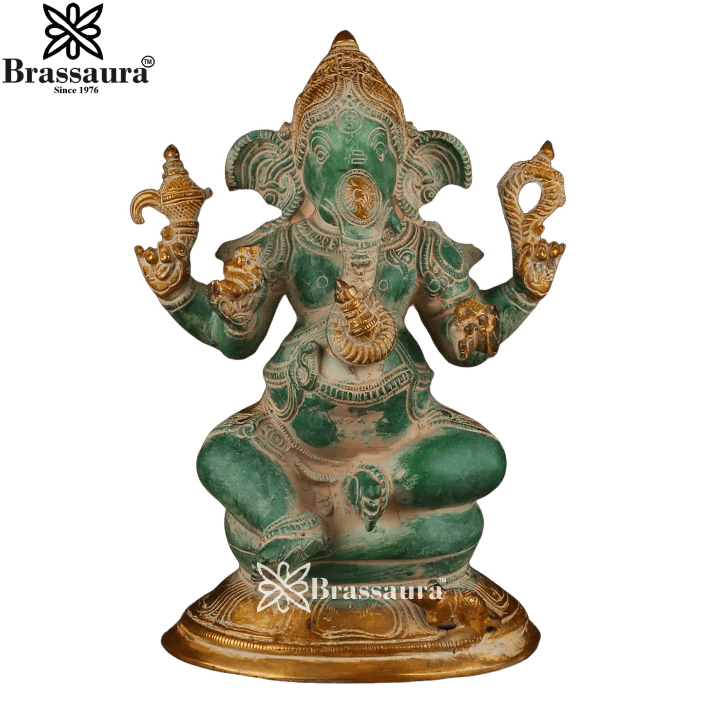 Brass Patina Ganesha Weight 4 Kg & Height 9.5 Inch