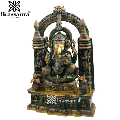 Brass Ring Ganesha Statue Weight 66 Kg And Height 34 Inch