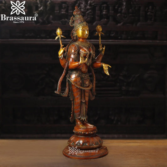 Brassaura™ Sacred Brass Laxmi Murti – Height 39. 5 Inches & Weight 31.07 Kgs | Spiritual Home Idol