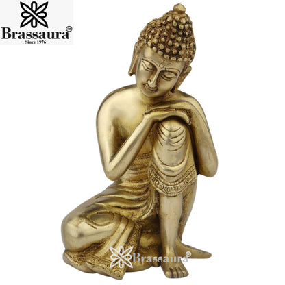 Brass Artistic Royal Golden Buddha Weight 2.4 Kg & Height 8 Inch