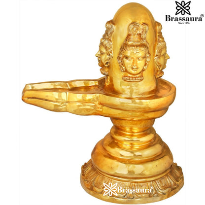 Brass Royal Golden Shivling Weight 72 Kg & Height 35 Inch