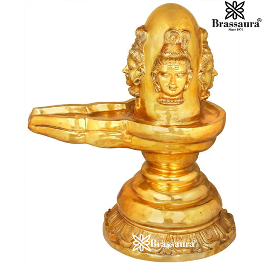 Brass Royal Golden Shivling Weight 72 Kg & Height 35 Inch