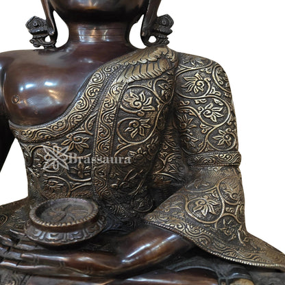 Brass Bhumisprasa Buddha Weight 14.5 kg & Height 17 Inch