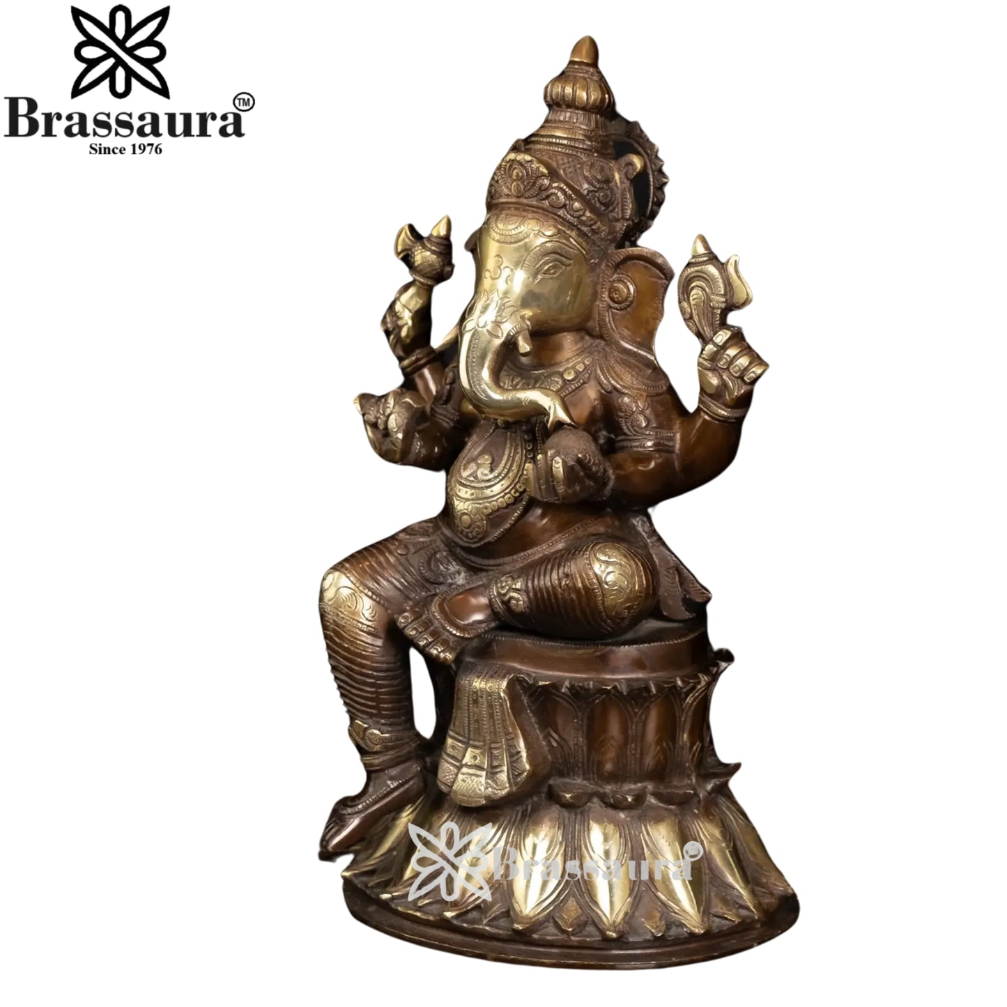 Brass Ganesha Statue Weight 8.4 Kg And Height 14.5 Inch
