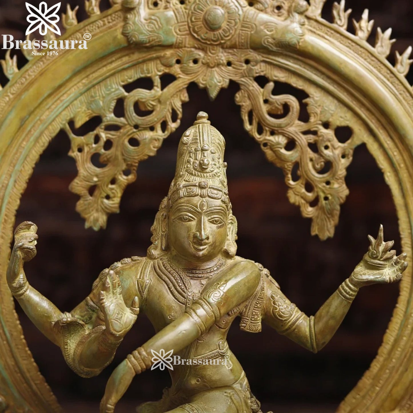 Brass Patina Dancing Natraj Statue Weight 16.16 Kg And Height 26 Inch