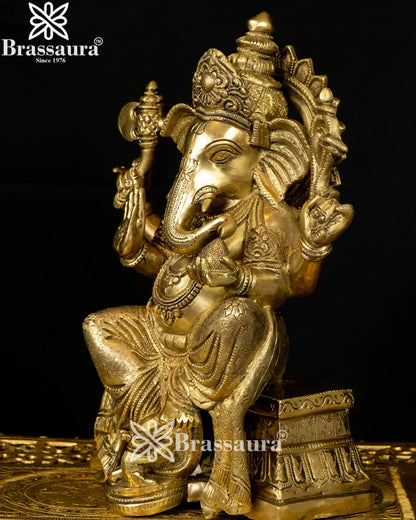 Brass Ganesha Statue Weight 9.5 Kg And Height 13 Inch