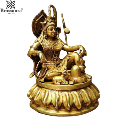 Brassaura™ Brass Shiva Idol – Height 12 Inches & Weight 7 Kgs | Sacred Home Décor