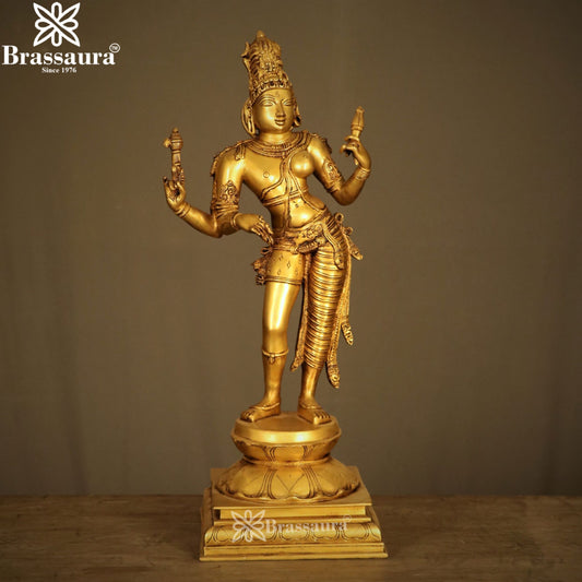 Brass Aardhnareshwar Statue Weight 10.8 Kg And Height 23.5 Inch