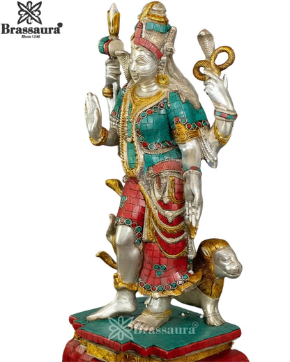 Brass Gem Stone Work Aardhnareshwar Statue Weight 10 Kg And Height 19 Inch