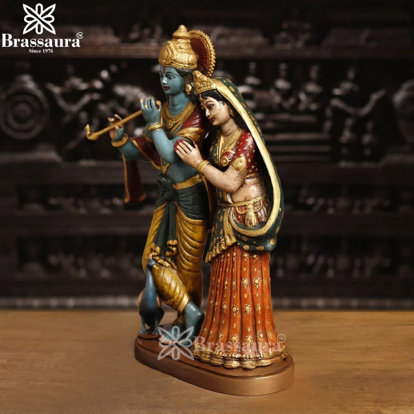 Brass Radha Krishna Murti Weight 20.27 Kg And Height 23 Inch