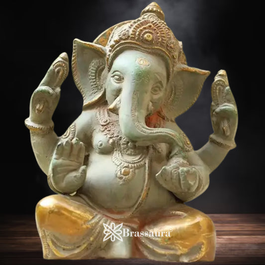 Brass Ganesha Statue Weight 2.2 Kg And Height 6 Inch