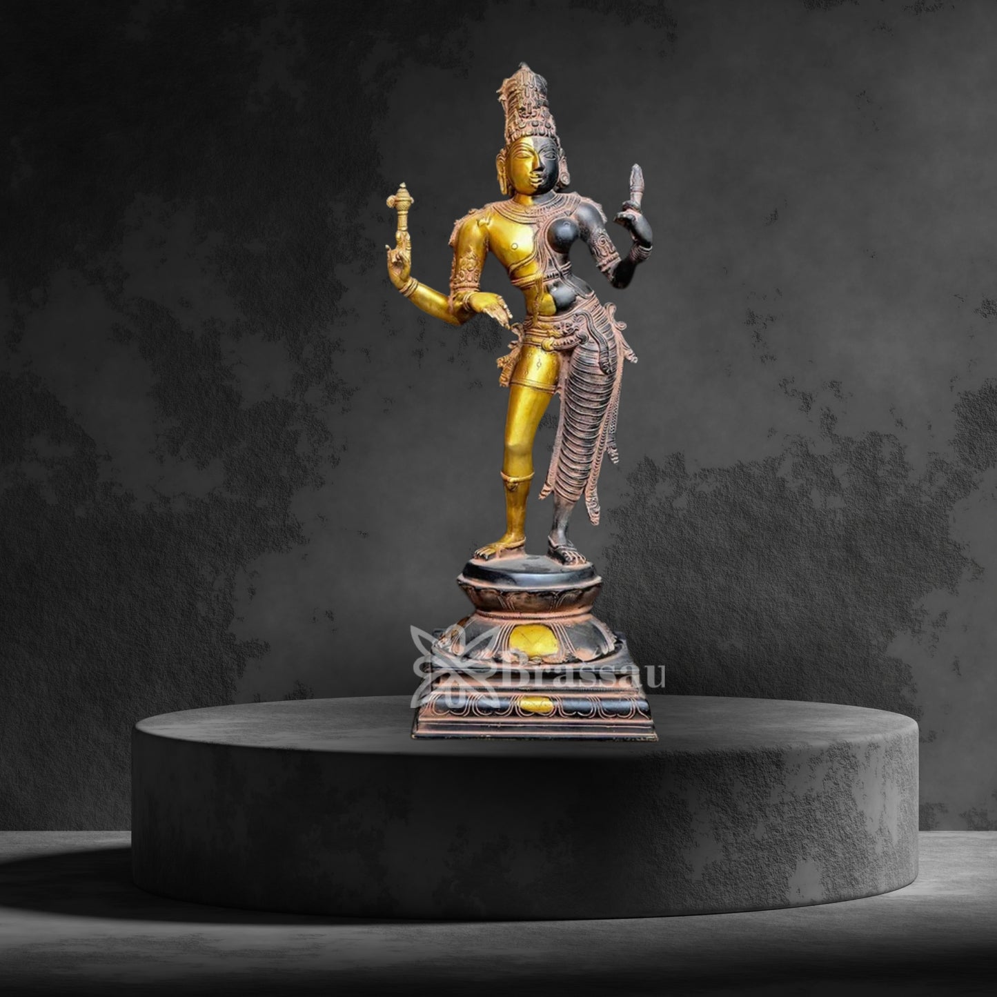 Brass Aardhnareshwar Statue Weight 11.28 Kg And Height 23.5 Inch