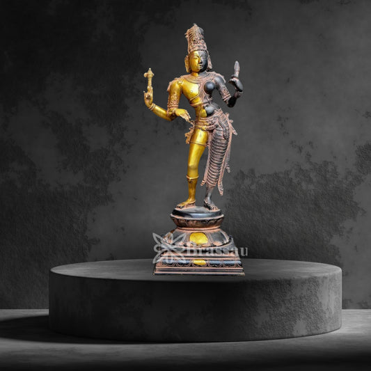Brass Aardhnareshwar Statue Weight 11.28 Kg And Height 23.5 Inch