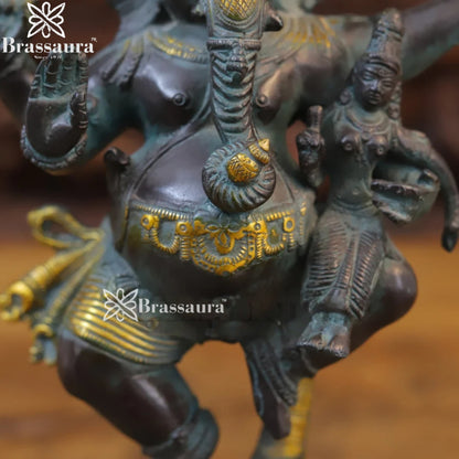 Brass Dancing Ganesha Weight 3.64 Kg & Height 11 Inch