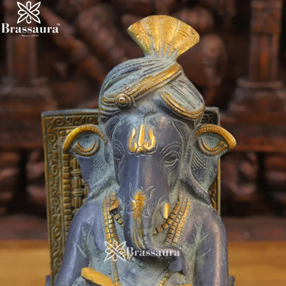 Brass Ganesha With Chair Weight 11.4 Kg & Height 16 Inch