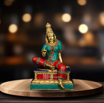 Brass Gem Stone Work Parvati Statue Weight 5 Kg And Height 11 Inch