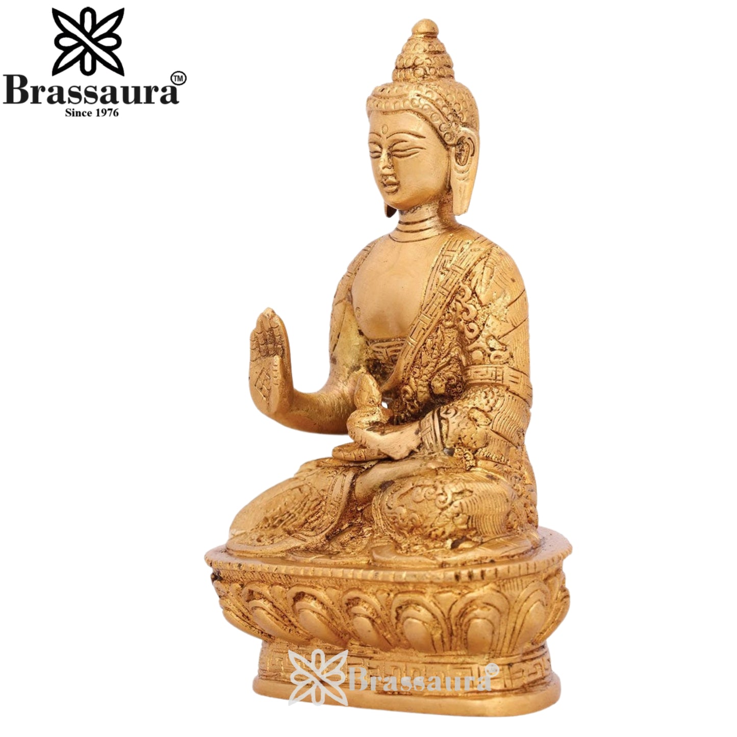 Brass Blessing Royal Golden Buddha Weight 1 kg & Height 7 Inch