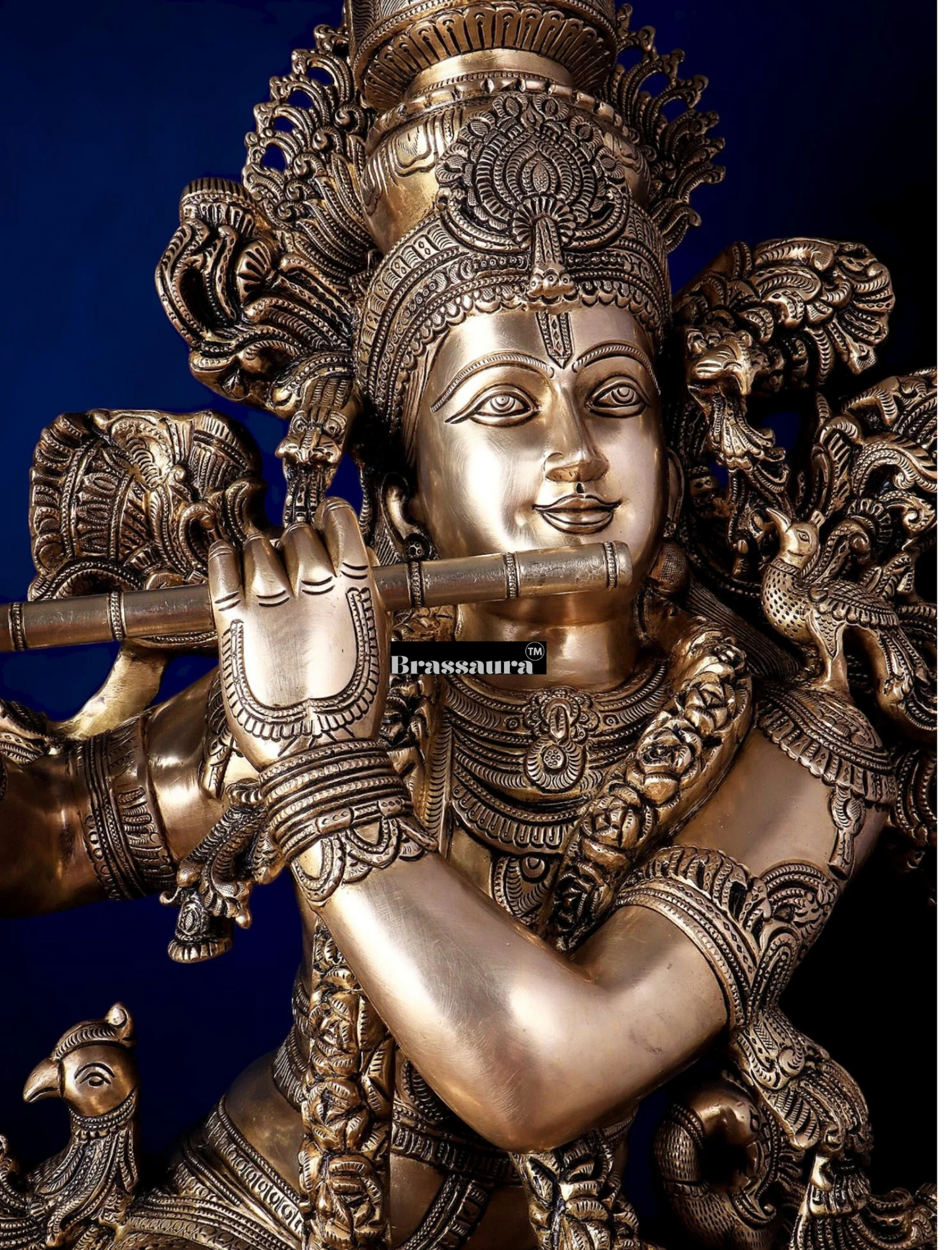 Brassaura™ Exquisite Handcrafted Brass Lord Krishna Sculpture – Height 48 Inches & Weight 75 Kgs