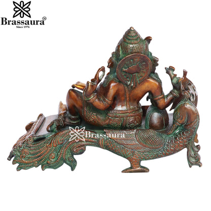 Brass Relaxing Ganesha Statue Weight 4.25 Kg & Height 9 Inch