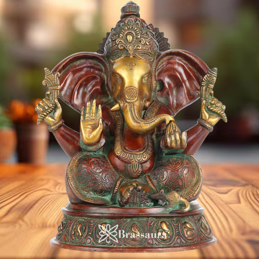 Brass Ganesha Statue Weight 6.5 Kg & Height 10 Inch