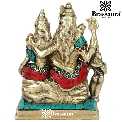Brass Gem Stone Work Shiv Family  Weight 1.6 Kg & Height 6 Inch