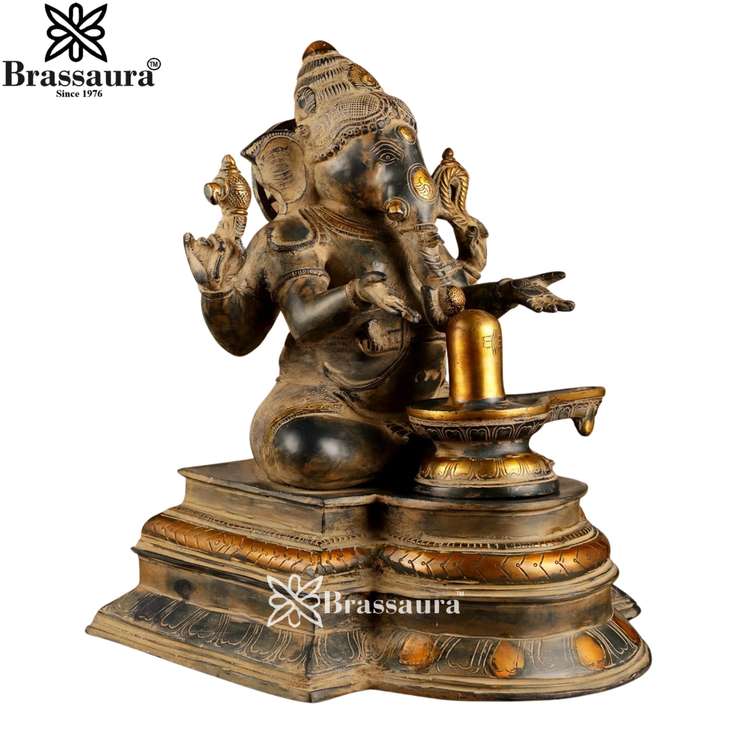 Brass Ganesha & Shivling Weight 10.5 Kg & Height 14.5 Inch