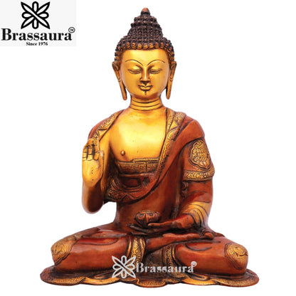 Brass Blessing Buddha Weight 6.8 kg & Height 13.5 Inch