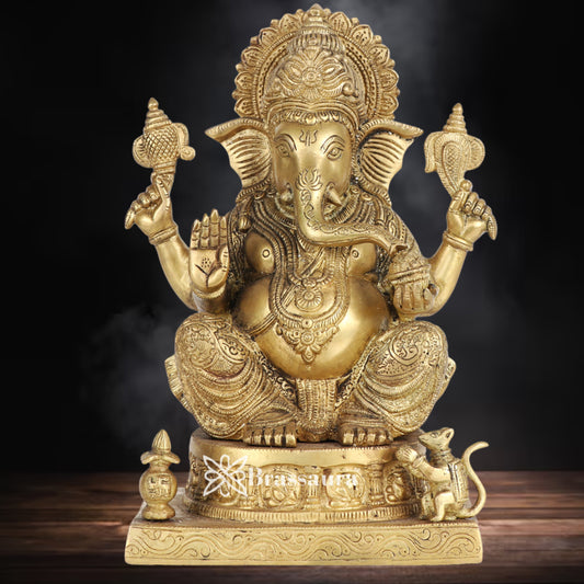 Brass Ganesha Statue Weight 6 Kg & Height 11 Inch