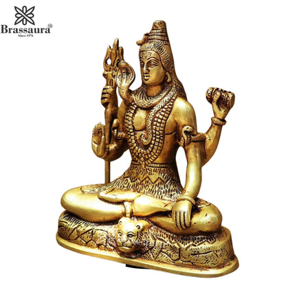 Brassaura™ Brass Lord Shiva Murti – Height 8 Inches & Weight 2.5 Kgs | Sacred Home Décor