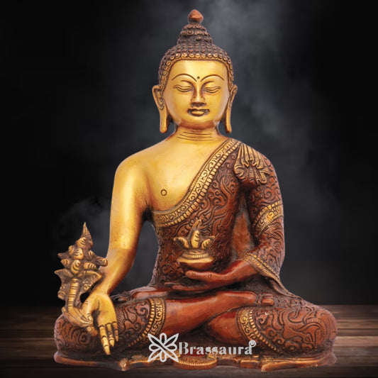 Brass Blessing Buddha Weight 1.8 kg & Height 7 Inch