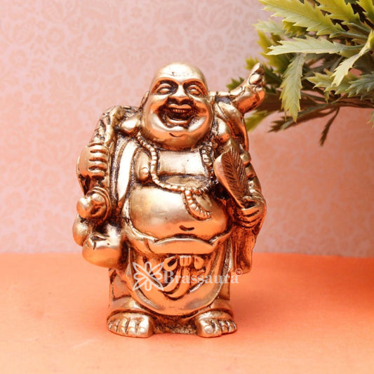 Brass Laughing Buddha Weight 0.4 kg & Height 3.5 Inch