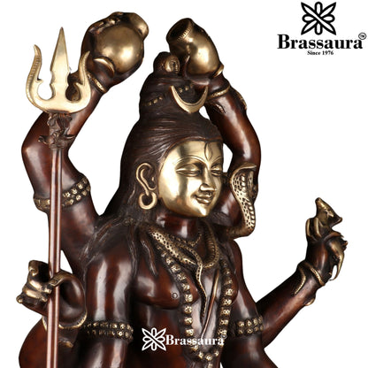 Brassaura™ Traditional Brass Lord Shiva Murti – Height 30 & Weight 48 Kgs | Sacred Home Accent