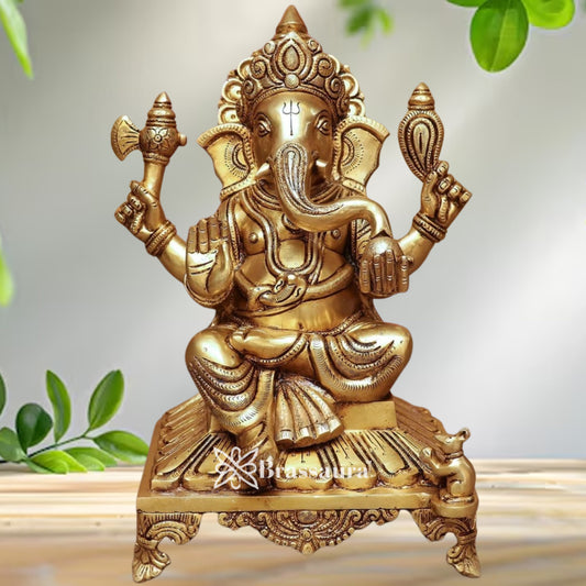 Brass Super fine Ganesha Weight 10.5 Kg & Height 13 Inch