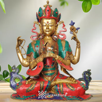 Brass Gem Stone Work Tara Weight 21 Kg & Height 23 Inch