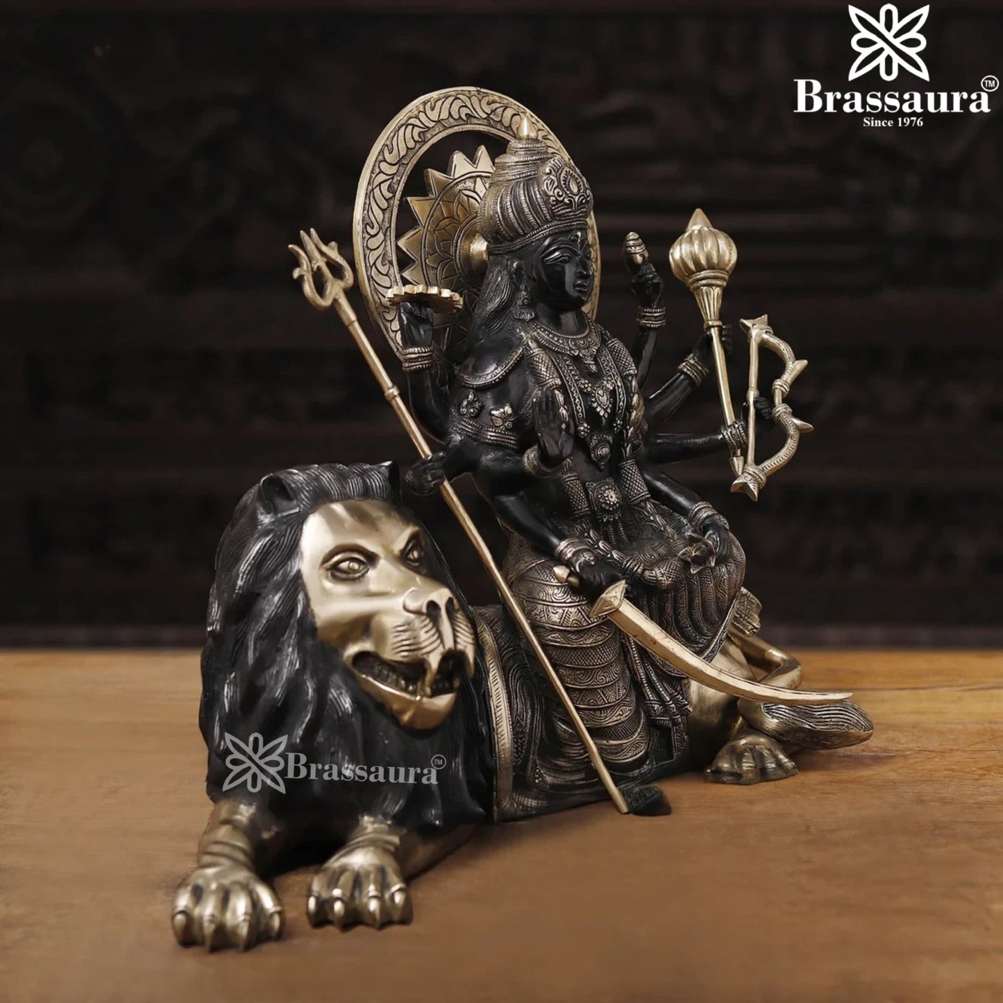 Brass Durga For Home And Décor And Gift Items Weight 19.61 kg Height 17 Inch