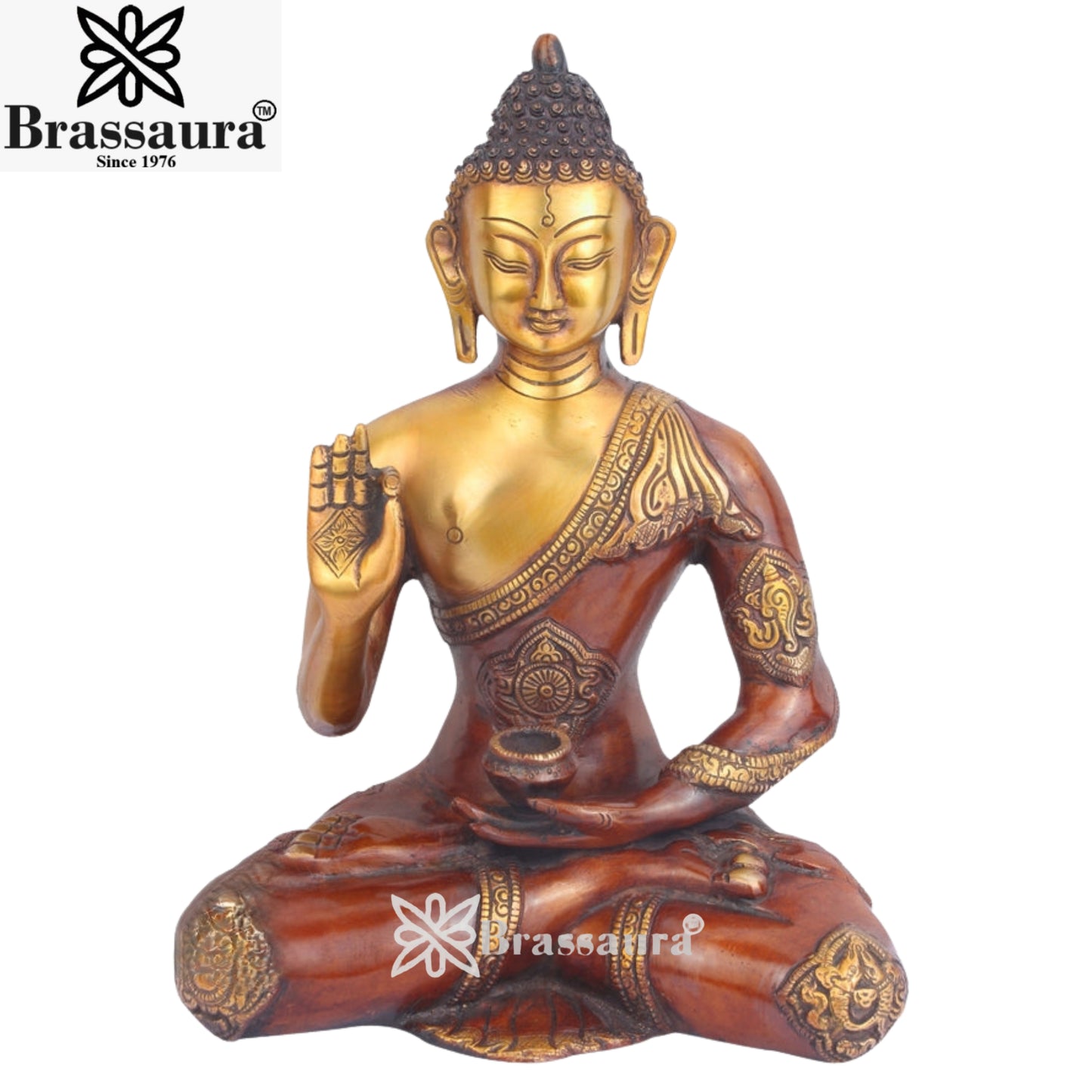 Brass Blessing Buddha Weight 4.5 Kg & Height 13 Inch