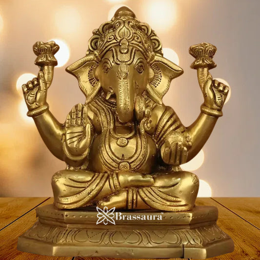 Brass Ganesha Statue Weight 4.36 Kg And Height 8 Inch