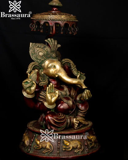 Brass Turban Ganesha Statue Weight 41 Kg And Height 31.5 Inch