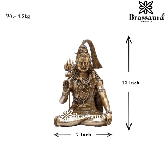 Brassaura™ Artistic Brass Lord Shiva Murti – Height 12 Inches & Weight 4.5 Kgs | Sacred Décor