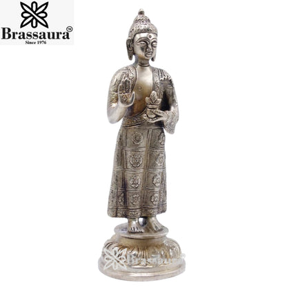 Brass Blessing Standing Buddha Weight 0.95 kg & Height 8 Inch
