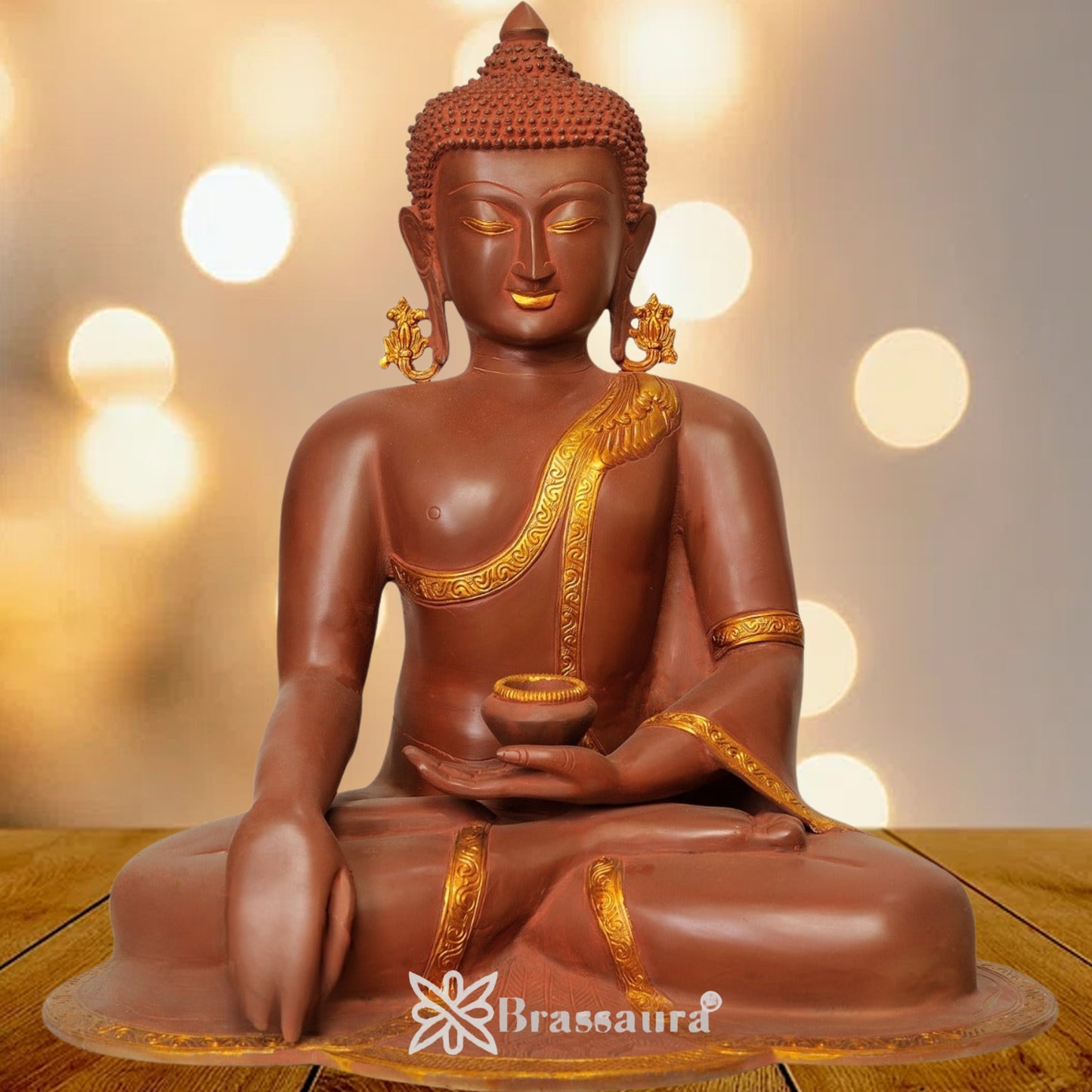 Brass Bhumisprasa Buddha Weight 17 Kg & Height 17.5 Cm