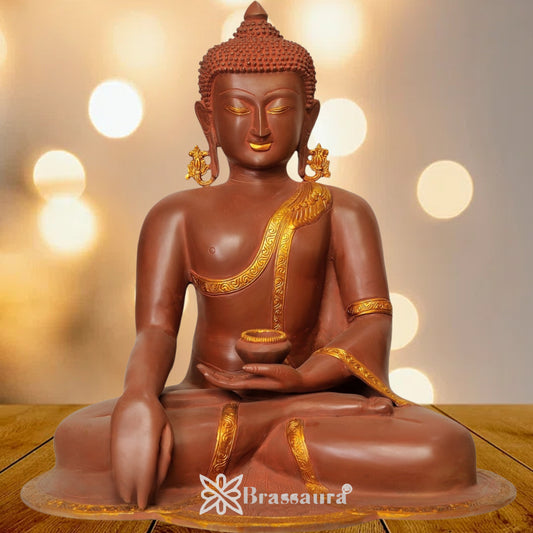 Brass Bhumisprasa Buddha Weight 17 Kg & Height 17.5 Cm